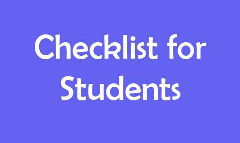 Checklist For Students from Mrs. O’Brien