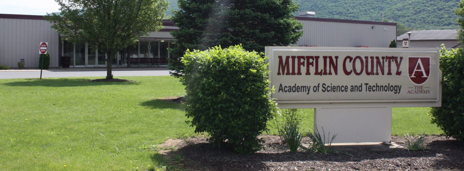 The front of The Academy with the sign